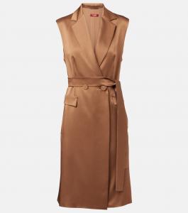 Атласный жакет с поясом из афганского атласа Max Mara, Visone
