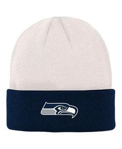 Кремовая, темно-синяя вязаная шапка Big Boys Seattle Seahawks с костяными манжетами Outerstuff