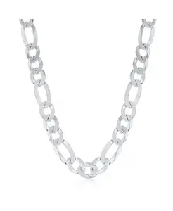 Цепочка Фигаро из стерлингового серебра 7,5 мм с родиевым покрытием Simona, silver