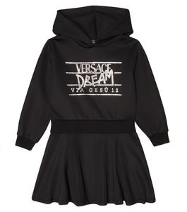 Платье с капюшоном и заклепками Versace, черный
