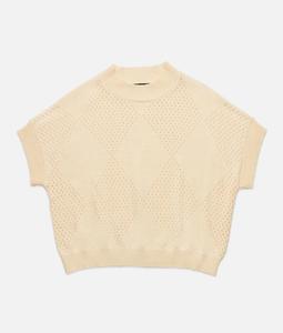 Женский вязаный жилет Nora с ажурным узором в цвете экрю DELUC, Ecru