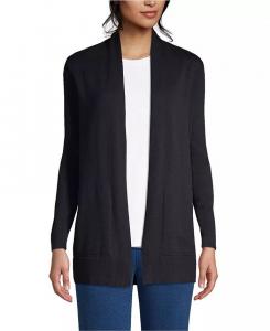 Женский длинный открытый кардиган с длинным рукавом для высоких женщин Lands' End, черный
