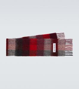 Шерстяной шарф в клетку с мохером Acne Studios, Red/Black