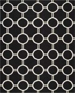 Ковер ручной работы safavieh dhurries collection black/ivory dhu636a плоского плетения из премиальной шерсти, 244 x 305 см