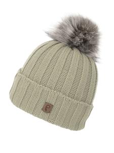 Шапка Faera Warme Beanie Strickmütze mit Bommel Thermo Futter, светло-коричневый