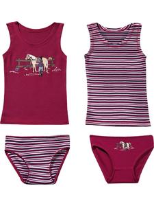 Erwin Müller Комплект детского нижнего белья из хлопка, трикотажное полотно, 4 предмета, ягодного цвета