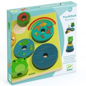 Деревянный пазл 2 в 1 PUZZ & STACK RAINBOW DJ01077 Djeco