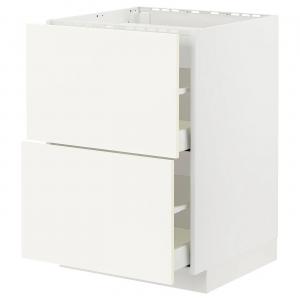 Нижний шкаф варочная панель/2 фасада/2 ящика METOD/MAXIMERA IKEA, 60x60x80 см, цвет white/vallstena white