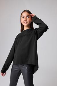 Футболка для девочек с длинным рукавом и кружевной складкой на спине Smallsaints, черный