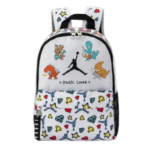 Jordan Полиэстеровый рюкзак обычный унисекс белый, Music Dinosaur