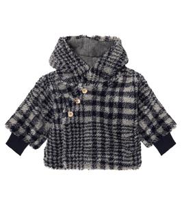 Клетчатая плюшевая куртка с капюшоном Бэби Итан 1 + in the Family, темно-синий