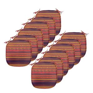 ABAKUHAUS Оранжевые подушки на обеденный стул, абстрактные этнические рисунки, декоративная водонепроницаемая подушка с ремнями для кухонных сидений, 40 см x 40 см — упаковка из 12 шт., оранжево-красная слива, коричневый