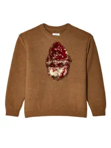 Свитер с вышивкой Doublet, коричневый