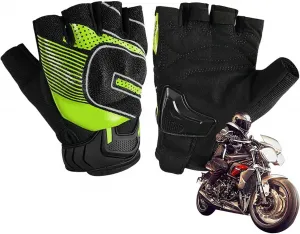 Мотоциклетные перчатки | Нескользящие, дышащие, без пальцев | Мотоциклетные перчатки с сенсорным экраном, байкерские перчатки с гелевой ладонью, мужские мотоциклетные перчатки, fluoreszierendes Gelb