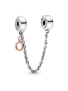 Подвеска-цепочка безопасности с подвеской в виде короны O Pandora, стерлинговое серебро, покрытие из 14-каратного розового золота