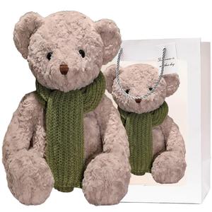 Плюшевая кукла Scarf Bear высотой 33 см Bobby Bear, светло-серый