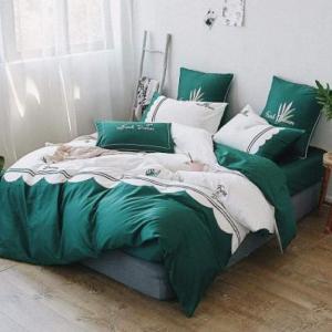 FGDSEEEKJUFHH Сатиновый комплект постельного белья голубой с вышивкой Blue