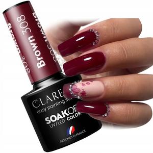 Claresa Brown 308 Гибридный лак Гибридный вишнево-коричневый Puderek