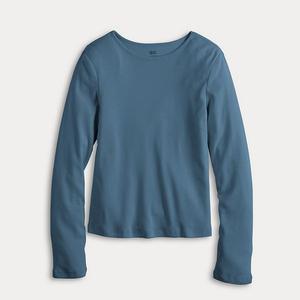 Детская футболка с длинным рукавом для девочек 6-20 лет в размерах regular и plus So, Cyclone Blue