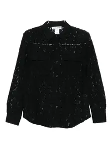 Кружевная рубашка с длинными рукавами DKNY, черный