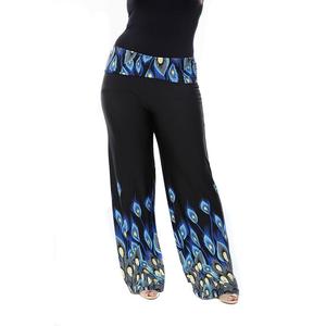 Брюки-палаццо с принтом павлина больших размеров WM Fashion, цвет Royal Peacock