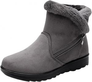 Warm and Comfortable Ladies' Thick Cotton Shoes - Large Size - Lightweight - Autumn and Winter - for Snowy Weather. Fusecottc, Grey