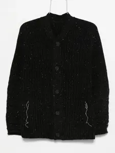 Кардиган в рубчик с застежкой на пуговицы Layer Zero, черный