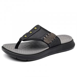 Кожаные, износостойкие, быстросохнущие шлепанцы мужские CANUVEN, Black