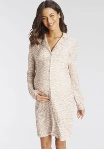Ночная рубашка для беременных LASCANA, с планкой на пуговицах и рюшами по боковому шву, бежевый