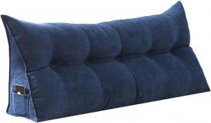 Подушка для поддержки спины, подушка для отдыха в постели, треугольная подушка для изголовья, клиновидная подушка для спины для чтения/отдыха/просмотра телевизора (Цвет: темно-синий, Размер: 150 см/59 дюймов) COZMAX, Navy Blue