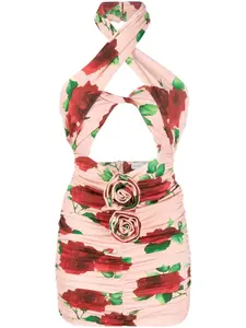 Платье мини с цветочным принтом и вырезами Magda Butrym, розовый