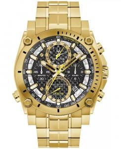 Мужские часы с хронографом Precisionist Icon, золотистый браслет из нержавеющей стали, 47 мм Bulova, золото