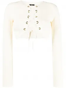 Укороченный кардиган со шнуровкой Elisabetta Franchi, нейтральный