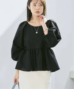 Блузка-реглан из органзы с волнистым узором Noble, цвет Black