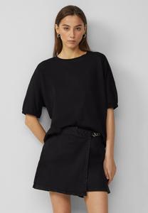 Футболка QS LOOSE FIT MIT GUMMIBUND AN DEN ÄRMELN, Schwarz/Black