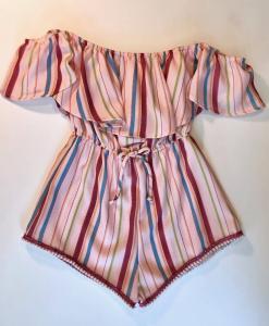 Детский ромпер с открытыми плечами в разноцветном дизайне Vintage Havana, мультиколор