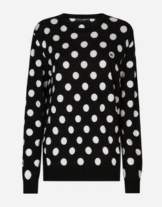 Шерстяной и шелковый свитер с инкрустацией в горох Dolce & Gabbana, принт