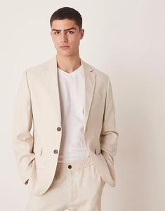 Выбранный льняной блейзер Homme Malik кремового цвета Selected Homme