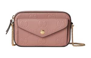 GUCCI Кожаная сумка через плечо мини женская пудровая