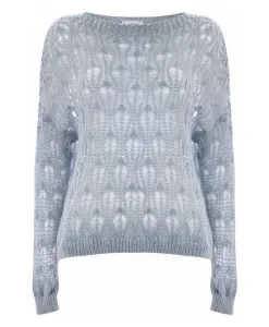 Элегантный свитер с ажурной отделкой Kocca, синий