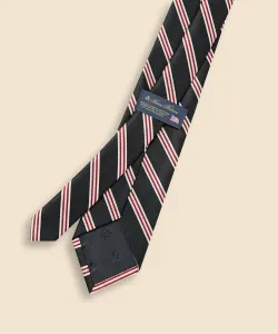 Шелковый мини-галстук BB#1 в полоску, изготовлен в США.