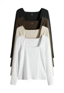 Комплект из 4 футболок с длинными рукавами стандартного кроя The Set, Black Chocolate Brown Cream White