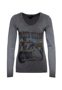 Футболка с принтом в стиле ретро и эффектом масляной стирки velden village 2020 Queen Kerosin, серый