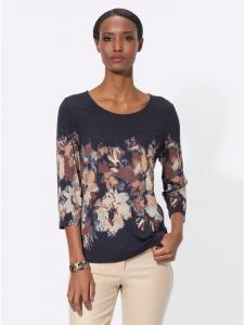 Рубашка с рукавами 3/4 в темно-синем и шампанском цвете с принтом creation L