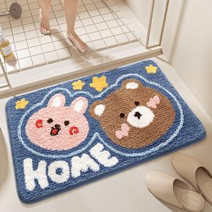 Dajiang Ковер 50х50 см для ванной, впитывающий, нескользящий, с рисунком Bear Rabbit, из плотного вельвета