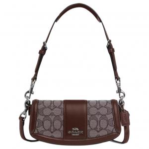 COACH Андреа Иконик Жаккард с выделанной телячьей кожей портативная сумка кроссбоди через плечо Трампетс женская коричневая