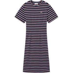 LACOSTE Женские платья с коротким рукавом SS25 красный белый/темно-синий