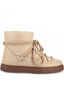 Женские полусапоги Inuikii кожаные на шнуровке, бежевый