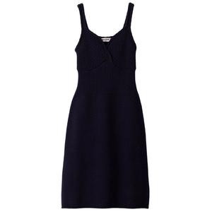 Мини-платье с вязкой и логотипом MIU MIU, синий