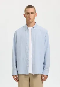 Рубашка регклая Selected, Dusty Blue Detail:Mixed W. White